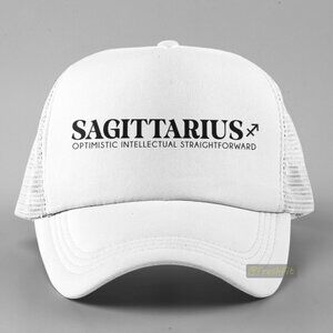🆕Sagittarius Zodiac Personality White Foam Trucker Hat Mesh Snapback Cap